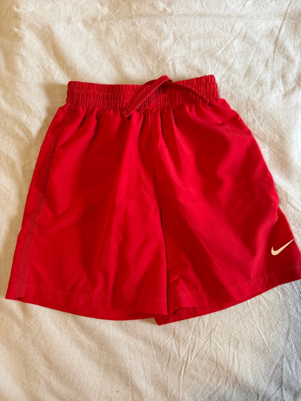 Kids Red Nike Dry Fit Athletic Shorts